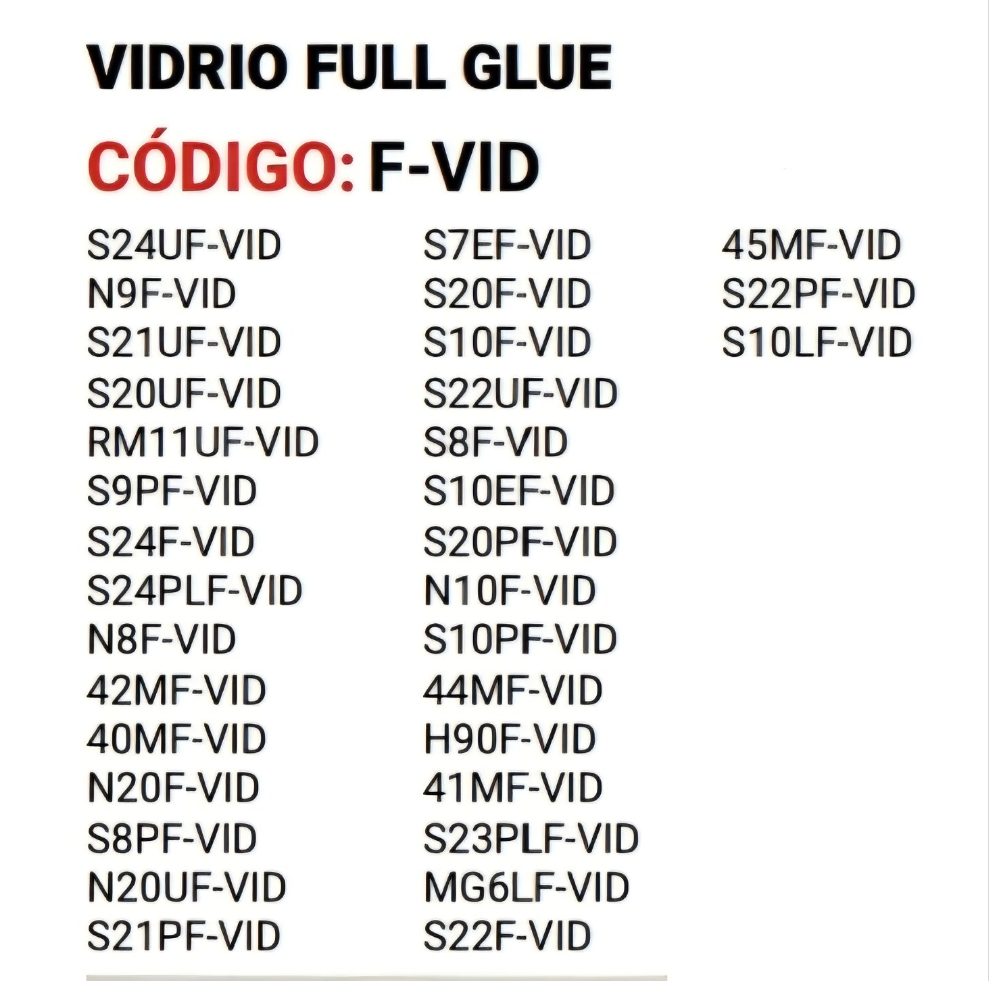 Vidrio Full Glue para celulares